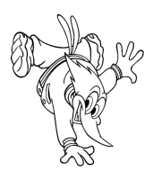 A coloring page of woody woodpecker